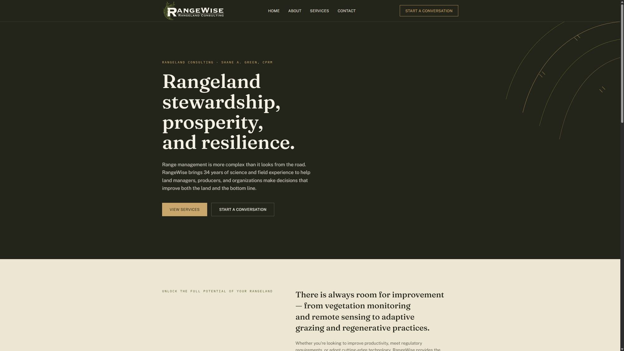 Homepage of the RangeWise Rangeland Consulting website